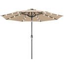 Ombrellone da Giardino Ø270 8 Stecche cm con Luci LED Parasole in Poliestere Antivento Ecru      