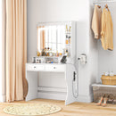 Consolle Trucco con Luci LED 3 Tonalità Specchio e Prese USB 90x45x160 cm Bianco  