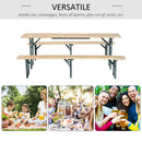 Set Birreria Pieghevole Tavolo con 2 Panche in Legno di Abete 
