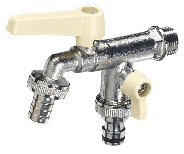 acquista Rubinetto a Sfera Doppio per Fontana da Giardino con Leve Colorate Belfer RUB/027 Avorio