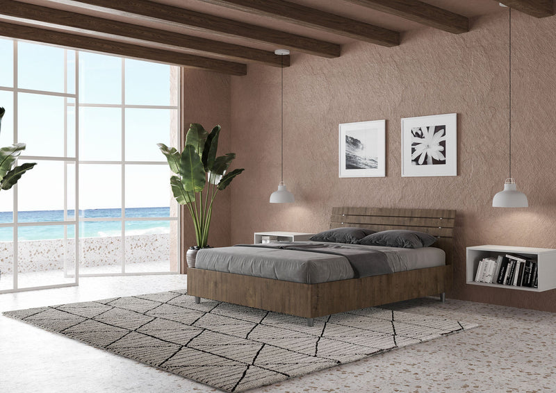 Letto Matrimoniale Francese Ankel Testata Doghe Inclinata  Noce Varie Misure