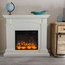 Camino Elettrico da Pavimento 113,7x102,2x28,2 cm Effetto Fiamma 1500W Sined Cetona Bianco