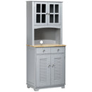 Credenza da Cucina 68x39,5x170 cm Stile Classico in Legno Grigio