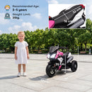 Moto Elettrica per Bambini 37-60 Mesi 86x42x52 cm con Pedale Fari Musica e Clacson 3 km/h Max 25 kg in PP e Metallo Rosa      