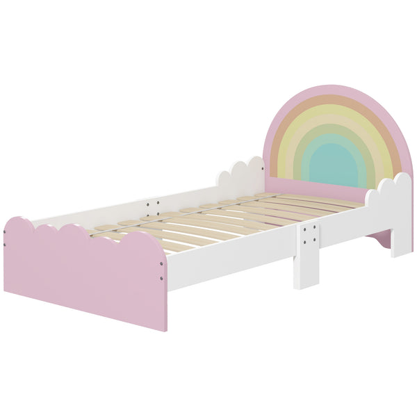 Lettino per Bambini 3-6 Anni con Sponde Laterali Anticaduta 143x74x66 cm in MDF Bianco e Rosa sconto