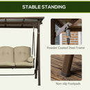 Dondolo da Giardino 3 Posti 208x120x174 cm in Acciaio Marrone e Kaki