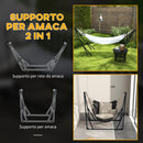 Amaca con Supporto max 120kg 263x89x100 cm in Metallo Borsa Incluse Nero e Bianco-4