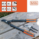 Set 2 Troncarami Cesoie da Potatura e da Giardino in Acciaio e Manico Ergonomico Black & Decker