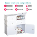 Armadio Guardaroba Scarpiera Modulare in Plastica 6 Cubi Bianco 75x37x73 cm 