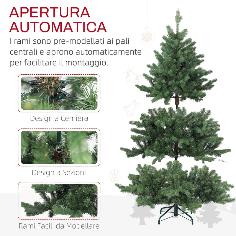 Albero di Natale Artificiale 150 cm 847 Rami Apertura Automatica Verde 
