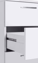 Scrivania Angolare 3 Cassetti e Ripiani a Giorno 180/160x60x90 cm New Selina Bianco Lucido  