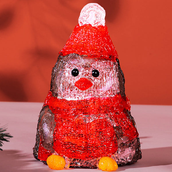prezzo Pinguino Forma Acrilica Addobbo Natalizio Led Illuminazione Esterni e Interni