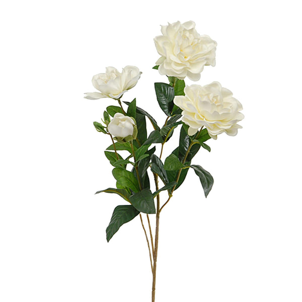 acquista Set 3 Rami Artificiali di Gardenia Altezza 70 cm Bianco