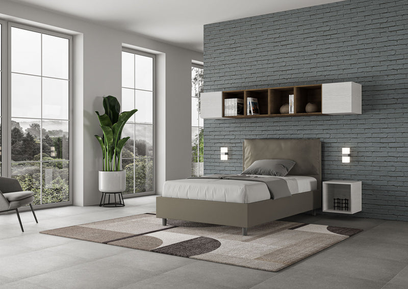 Letto 1 Piazza E Mezzo Imbottito in Similpelle Antea Large Cappuccino Varie Misure