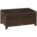 Tavolino da Giardino in Rattan Sintetico con Piano in Vetro Temperato Marrone 85x50x39 cm 