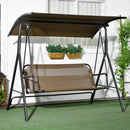 Dondolo da Giardino 3 Posti 172x110x153 cm con Copertura Regolabile in Acciaio e Poliestere Marrone e Grigio  