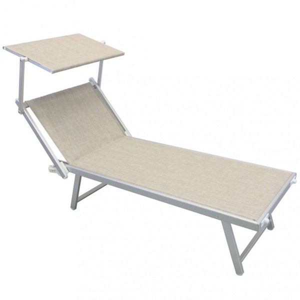 Lettino Prendisole da Giardino Bari 181x61x38 h cm in Alluminio Beige sconto