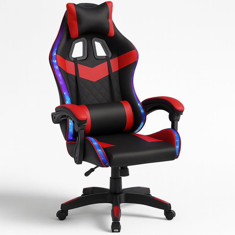 Sedia da Gaming con Led RGB Altezza Regolabile 106-116 cm in Pelle PU Rosso e Nero  