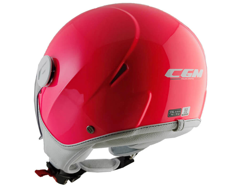 Casco Demi-Jet per Bambini Visiera Sagomata CGM Magic Smile 205S Rosa Fluo Varie Misure