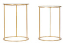 Tavolinetti Glam Butterfly Coppia Ø43x60-38x55 cm in Ferro e Vetro Oro