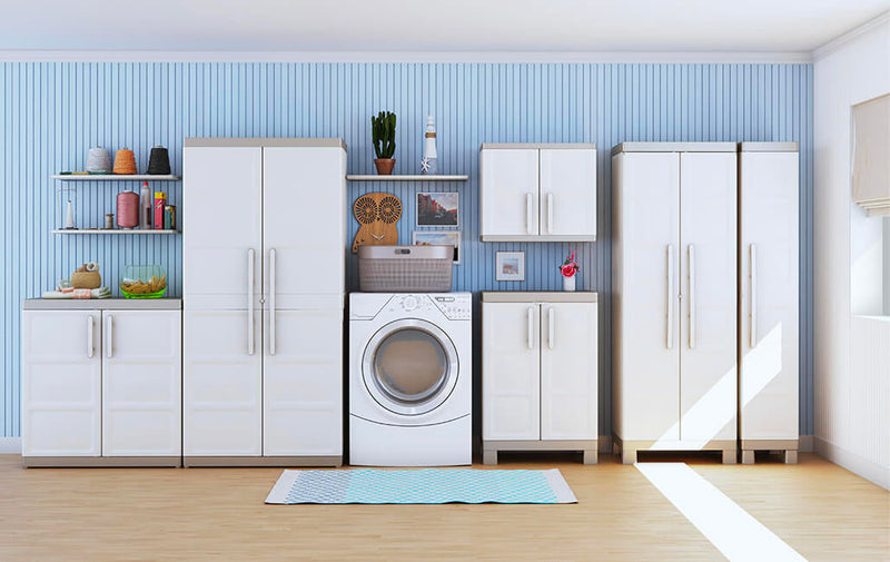 Armadio Portascope da Esterno 4 Ripiani 89x54x182H cm in Plastica Keter Excellence XL Beige/Tortora