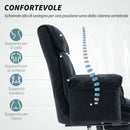 Sedia da Ufficio Operativa Reclinabile con Poggiapiedi 75x77x110-118 cm in Tessuto Effetto Velluto Nero  
