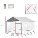 Recinto per Cani Taglia Media da Esterno 200x200x150 cm con Tetto Impermeabile Argento
