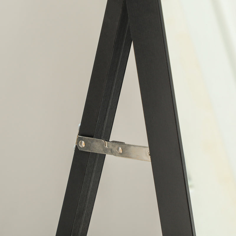 Specchio da Parete o da Terra Autoportante a Figura Intera 37x3x157 cm in Legno Nero e Oro 