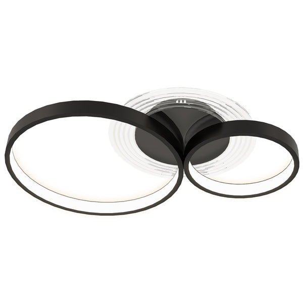 Plafoniera LED Moderna a 3 Anelli 59x8x7,4 cm Potenza 40W in Alluminio e Acrilico Nero  