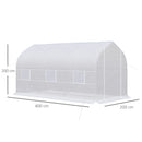Serra a Tunnel Anti-UV 4x2x2 m con 6 Finestre a Rete e Ingresso Arrotolabile in Metallo e PE Bianco      