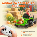 Trattore Elettrico per Bambini 12V con Rimorchio Staccabile 139x58x55 cm e Telecomando Verde  