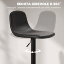 Set 2 Sgabelli da Bar con Schienale e Altezza Regolabile in Pelle PU Nero  