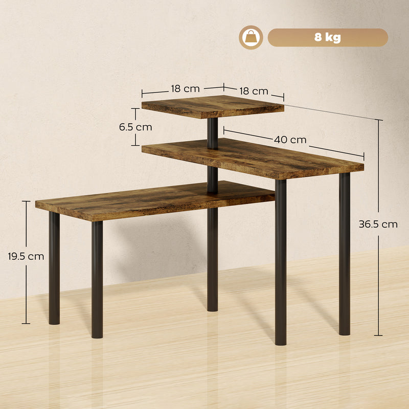 Scaffale da Cucina a 3 Livelli Girevole 40x10x36,5 cm in Legno e Acciaio Marrone Rustico   
