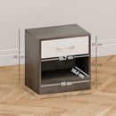 Set 2 Comodini con Cassetto e Ripiano Aperto 39x28x41 cm in Legno Bianco e Grigio Scuro   