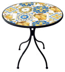 Tavolo Tondo da Giardino Ø70 cm in Ferro Battuto con Mosaico Soriani Tuscany Nero