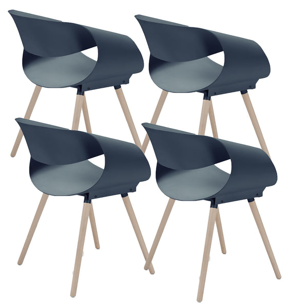 Set 4 Sedie 62x54x74 cm in Polipropilene Diletta Petrolio sconto