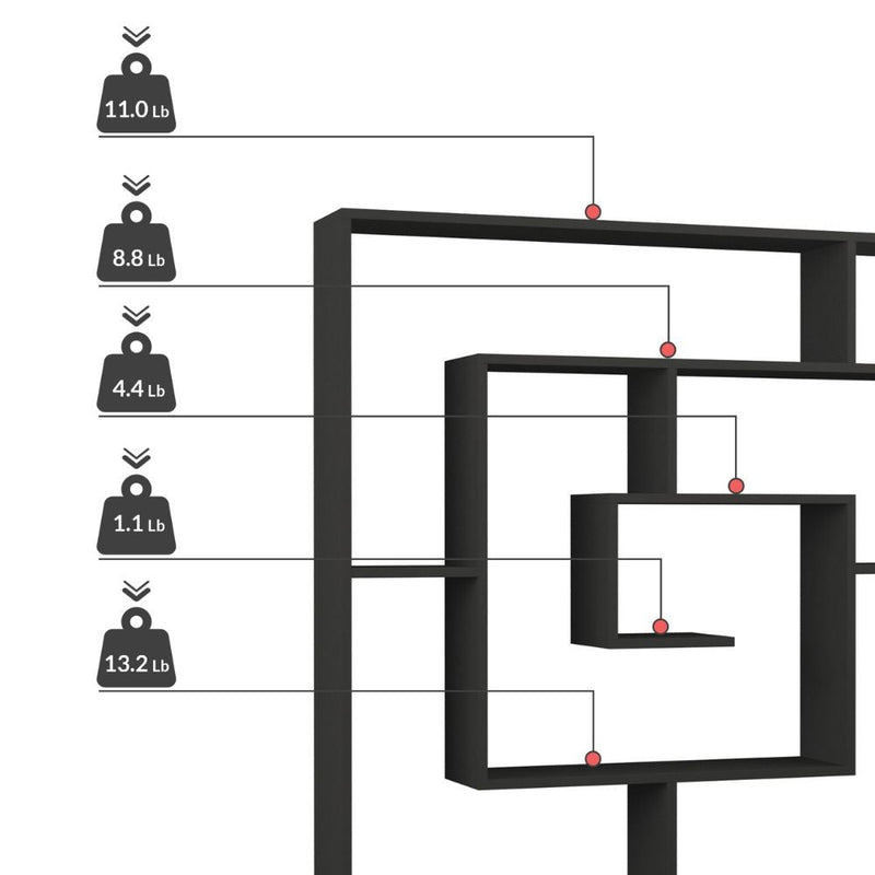 Libreria Moderna 129x125x22 cm in MDF Labirent Antracite