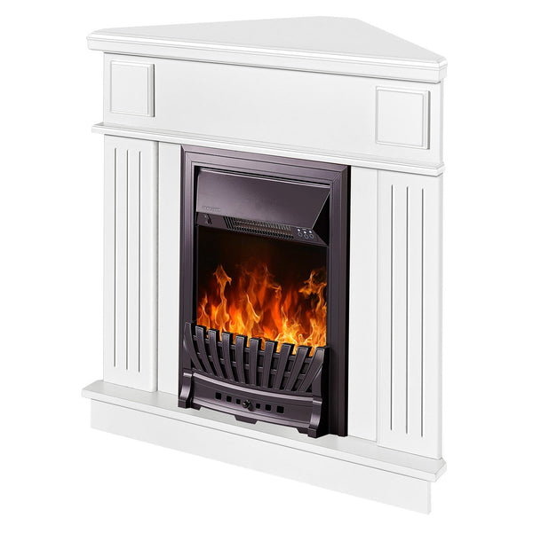 Camino Elettrico da Pavimento ad Angolo 100x100x50 cm Effetto Fiamma 2000W Marina & Pluton Bianco acquista
