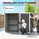 Capanno Box da Giardino 231x125x162 cm Porta Bloccabile in Acciaio Zincato Grigio      