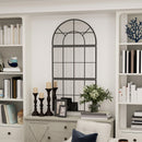 Specchio da Parete ad Arco Stile Finestra Telaio in Metallo Nero   