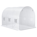 Telo per Serra 3x2x2 m con 6 Finestre Porta Avvolgibile e Bordi Interrati in PE Bianco