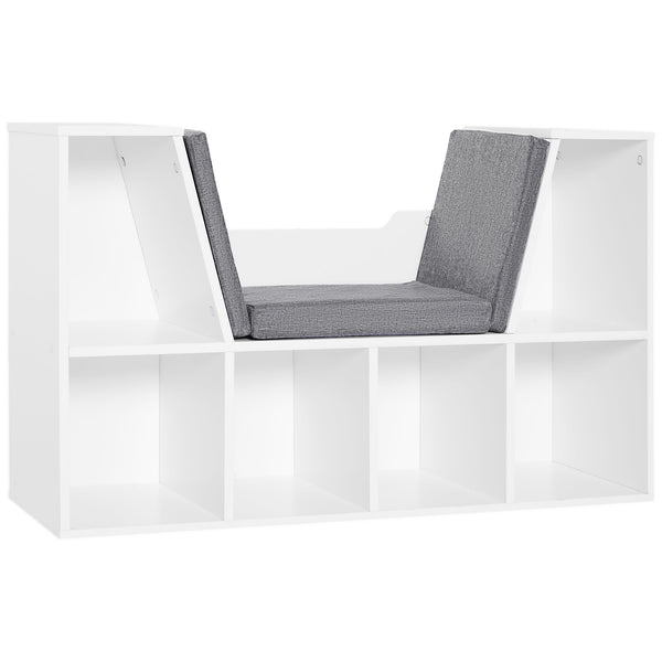 Mobile Libreria 102x30x61 cm a 6 Sezioni Seduta con Cuscini Morbidi in Legno Spugna e Poliestere Bianco acquista