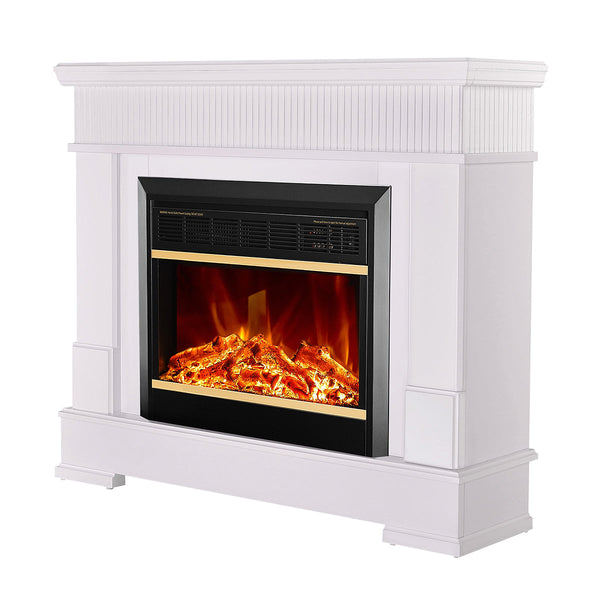 sconto Camino Elettrico da Pavimento 88,2x104,4x27,9 cm Effetto Fiamma 1500W Ideal & Mars Bianco