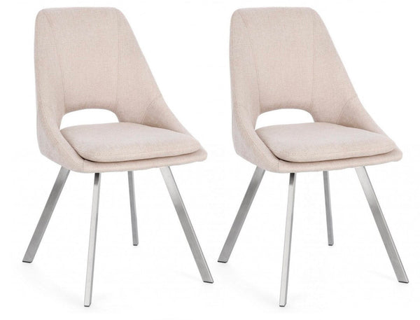 acquista Set 2 Sedie 45x49,5x85 cm Kashar in Tessuto Beige