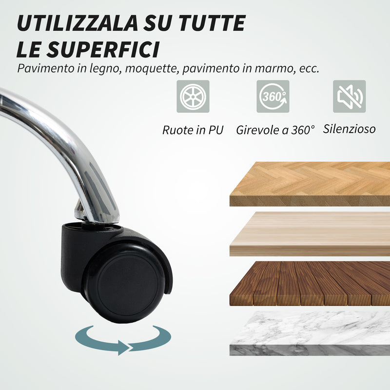 Sedia da Ufficio Massaggiante a 6 Punti e Inclinabile 66x72x113-121 cm in pelle PU Grigio Carbone   