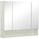 Armadietto a Specchio per Bagno con Ripiani Regolabili 3 Porte e Mensola 90x15x75 cm Bianco