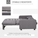 Divano Letto 2 Posti 136x92x84 cm in Lino  Grigio