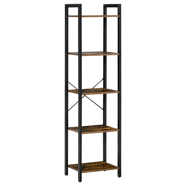 sconto Libreria 5 Ripiani 40x30x154 cm in Legno e Acciaio Marrone Rustico