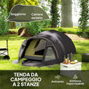 Tenda a Tunnel Impermeabile 330x190x120 cm per 2-4 Persone con Finestre Laterali e Gancio Nero  