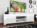 Mobile TV 2 Porte e 2 Ripiani Aperti 140x50x45cm TFT  Amber Bianco Lucido